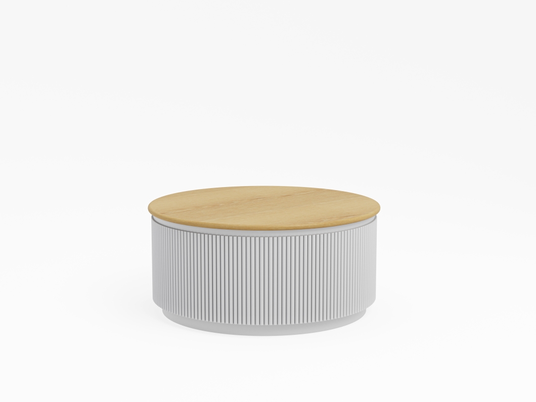 Pelops Round Coffee Table Ivory Oak 