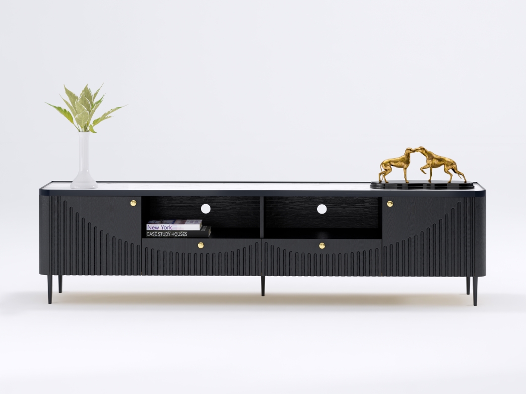 Coloseos  TV Unit Black Oak white Top
