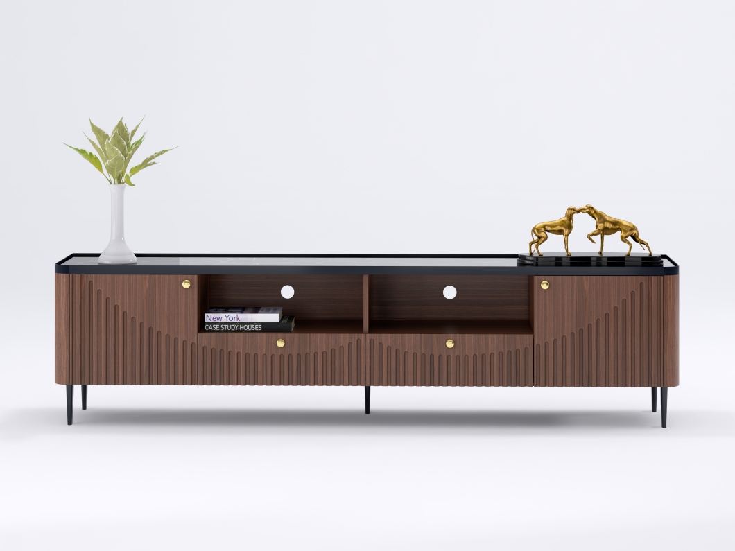 Coloseos TV Unit Walnut Black Top 