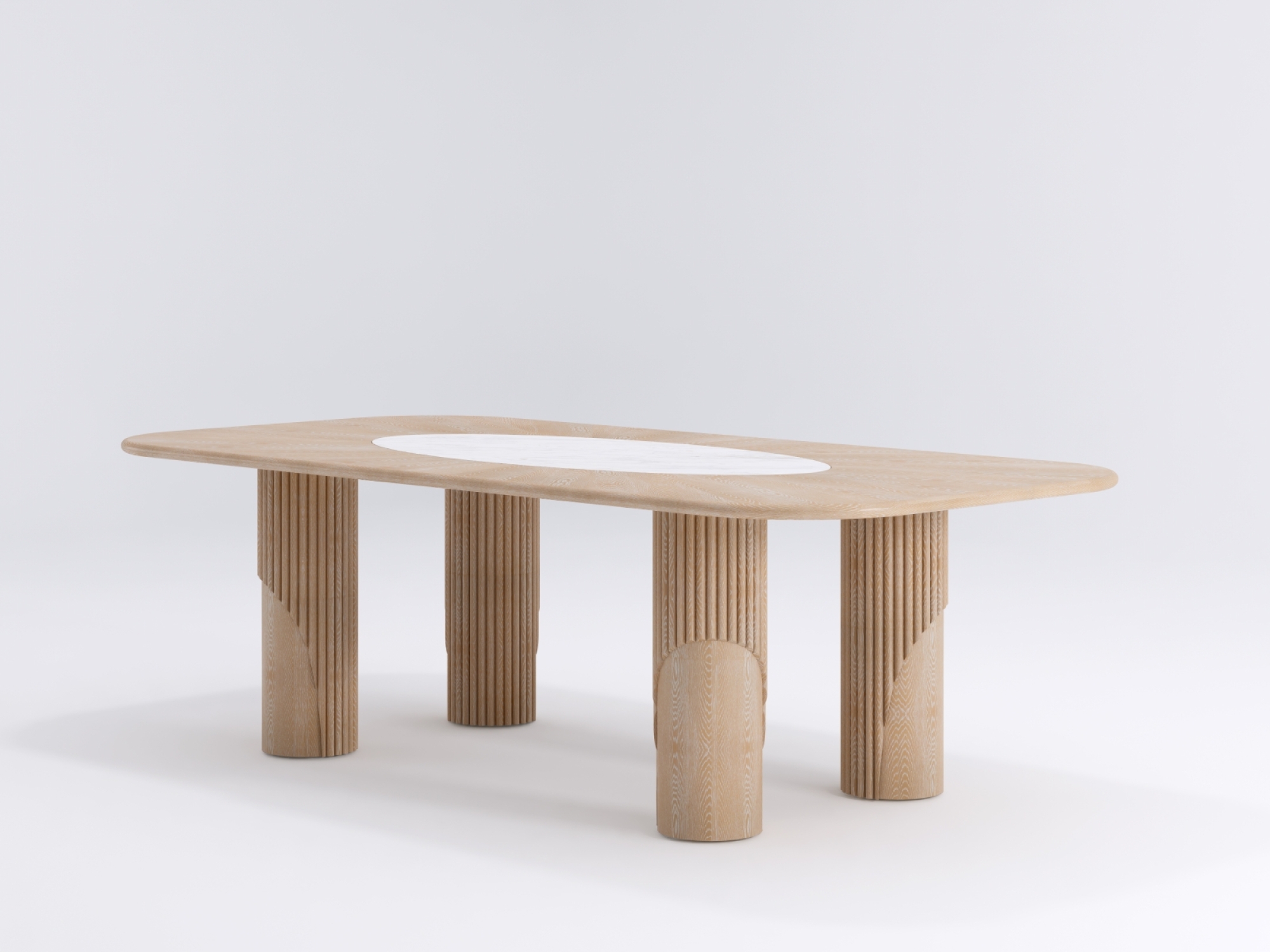 Coloseos Halo Dining Table Natural Oak Include Marble Top ( Exclusives )