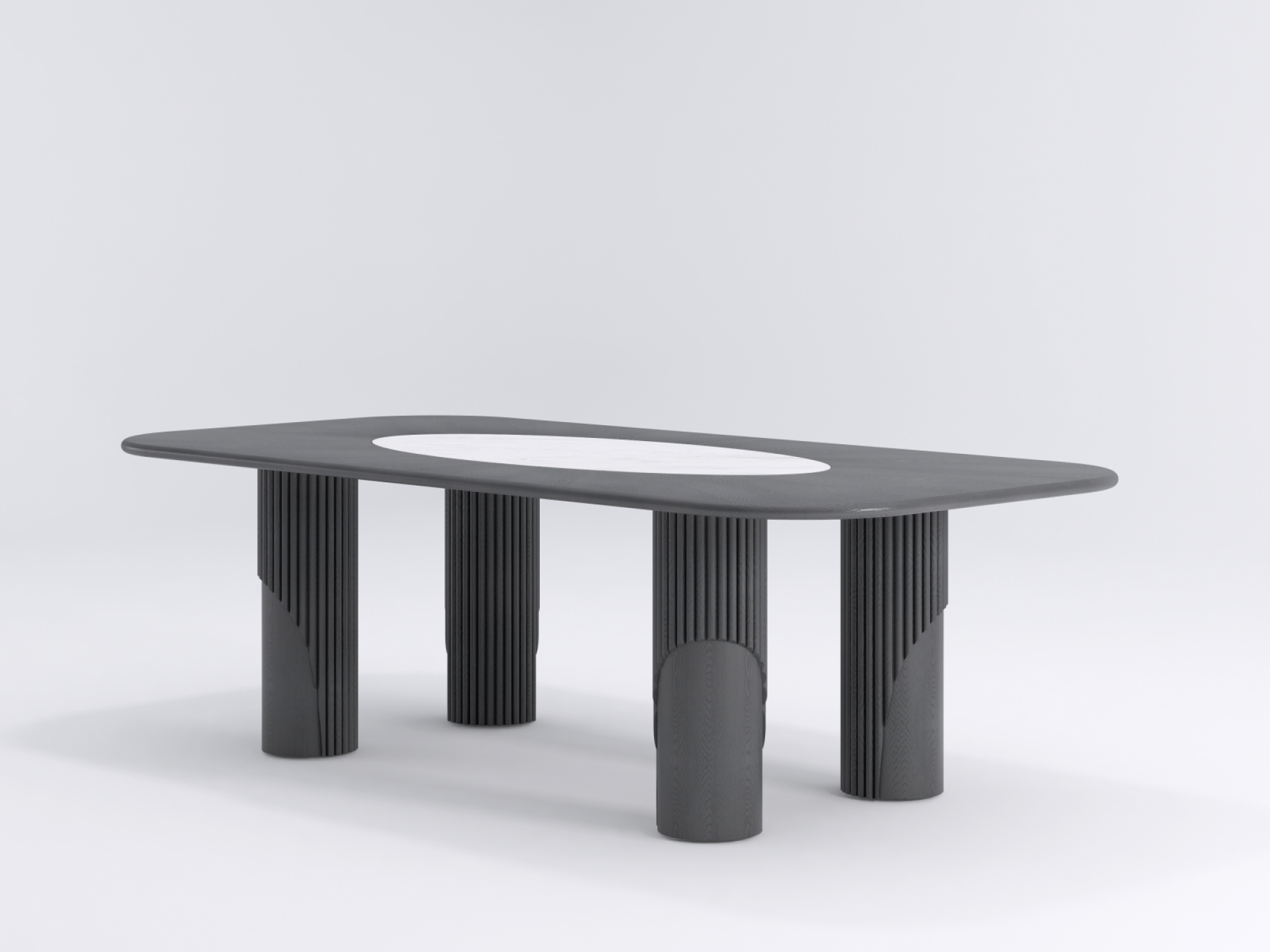 Coloseos Halo Dining Table Black Oak Include Marble Top ( Exclusives )