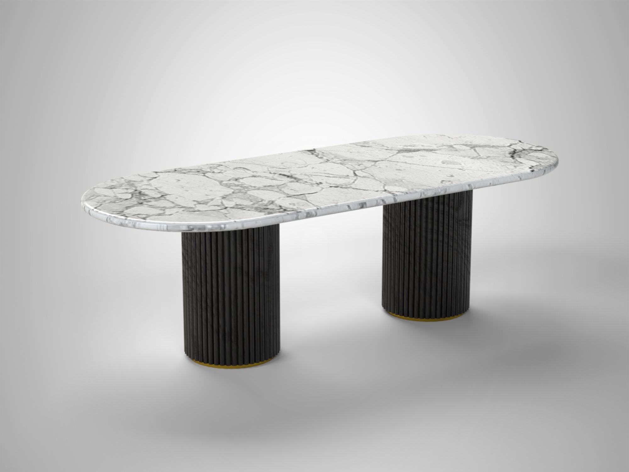 Timikic Oval Dining Black Base White Top