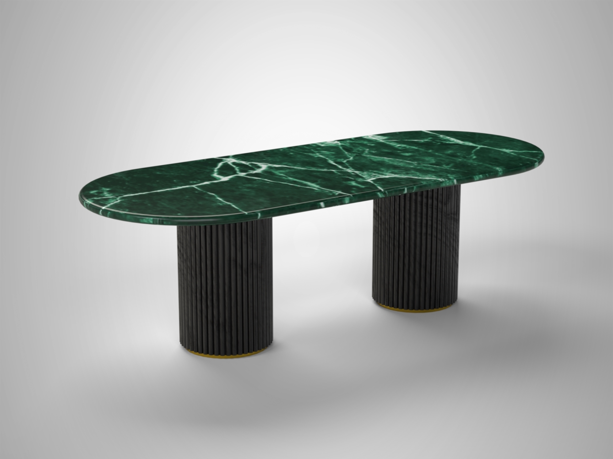 Timikic Oval Dining Black Base Green Top