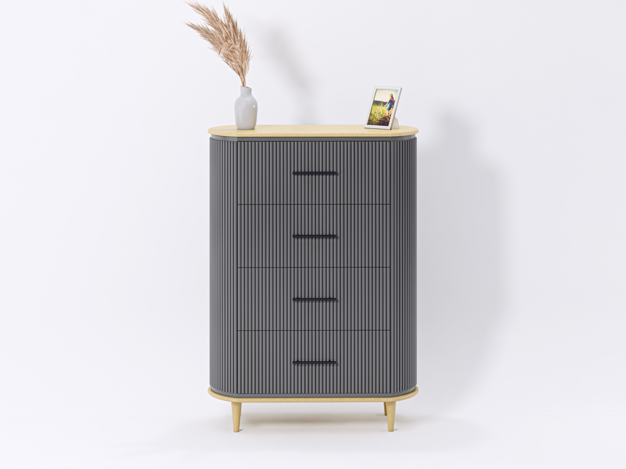 Pelops Tallboy 4 Drawers Grey Oak 