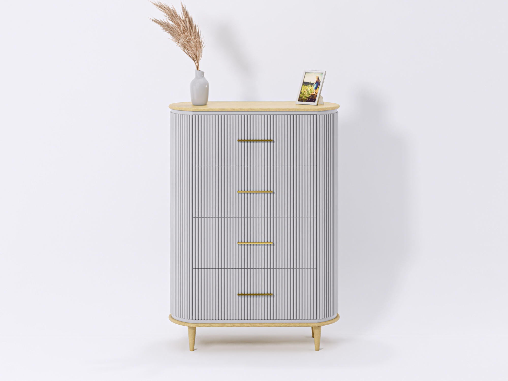 Pelops Tallboy 4 Drawers Ivory Oak 