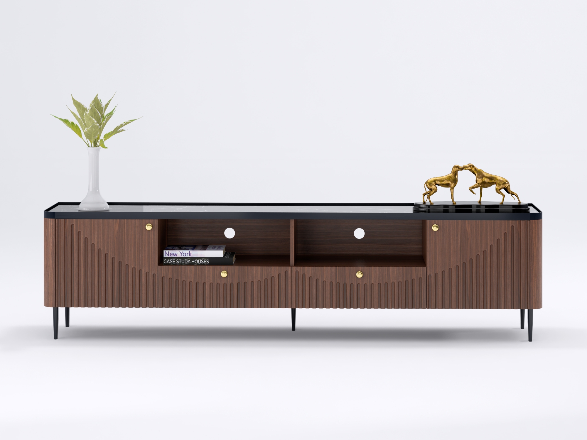 Coloseos Large TV Unit 2.2 Walnut Stone Top 