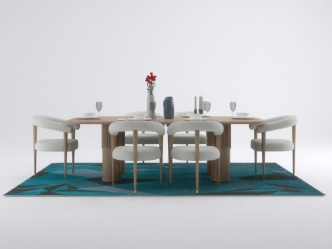 Coloseos Dining Table set Natural Oak